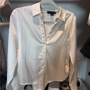 Sanctuary Cream Satin Button-Up Blouse